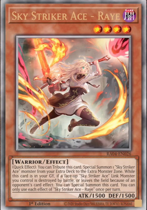 RA04-EN026 "Sky Striker Ace - Raye" (alternate artwork) Quarter Century Secret Rare ONLY