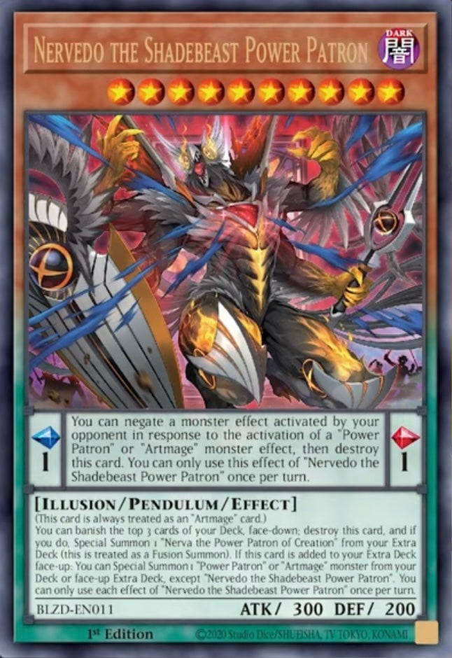 BLZD-EN011 "Nervedo The Shadebeast Power Patron” Ultra Rare