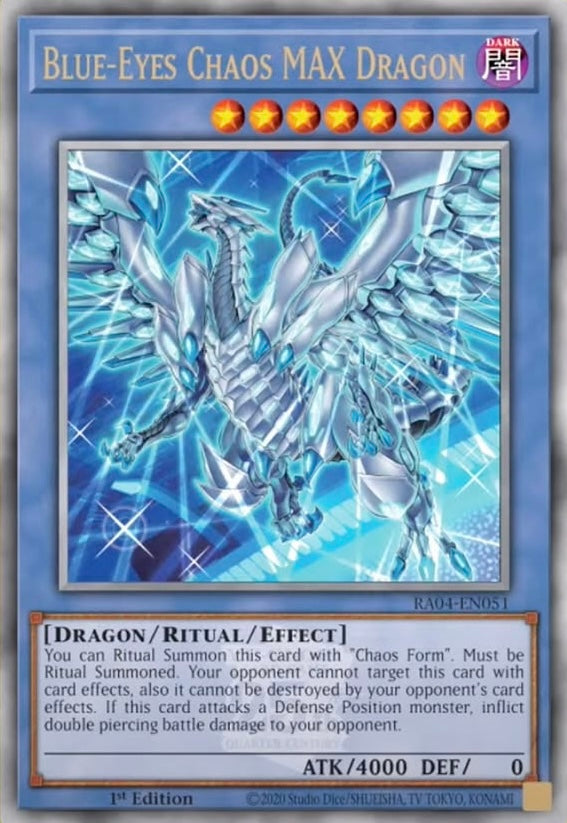 RA04-EN051 "Blue-Eyes Chaos MAX Dragon" (alternate artwork) Quarter Century Secret Rare ONLY