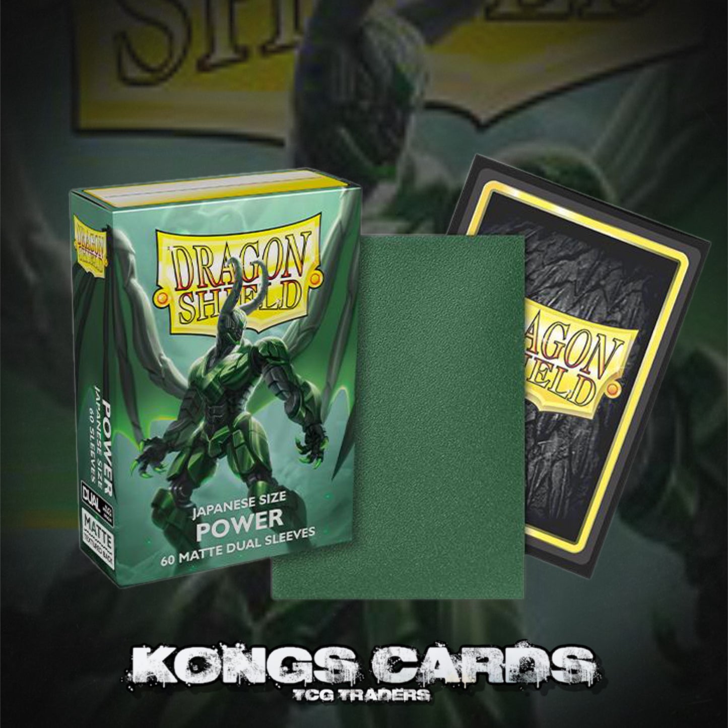 Dragon Shield - Dual Matte Japanese Size Sleeves 60pk - Limited Edition Metallic Power Green