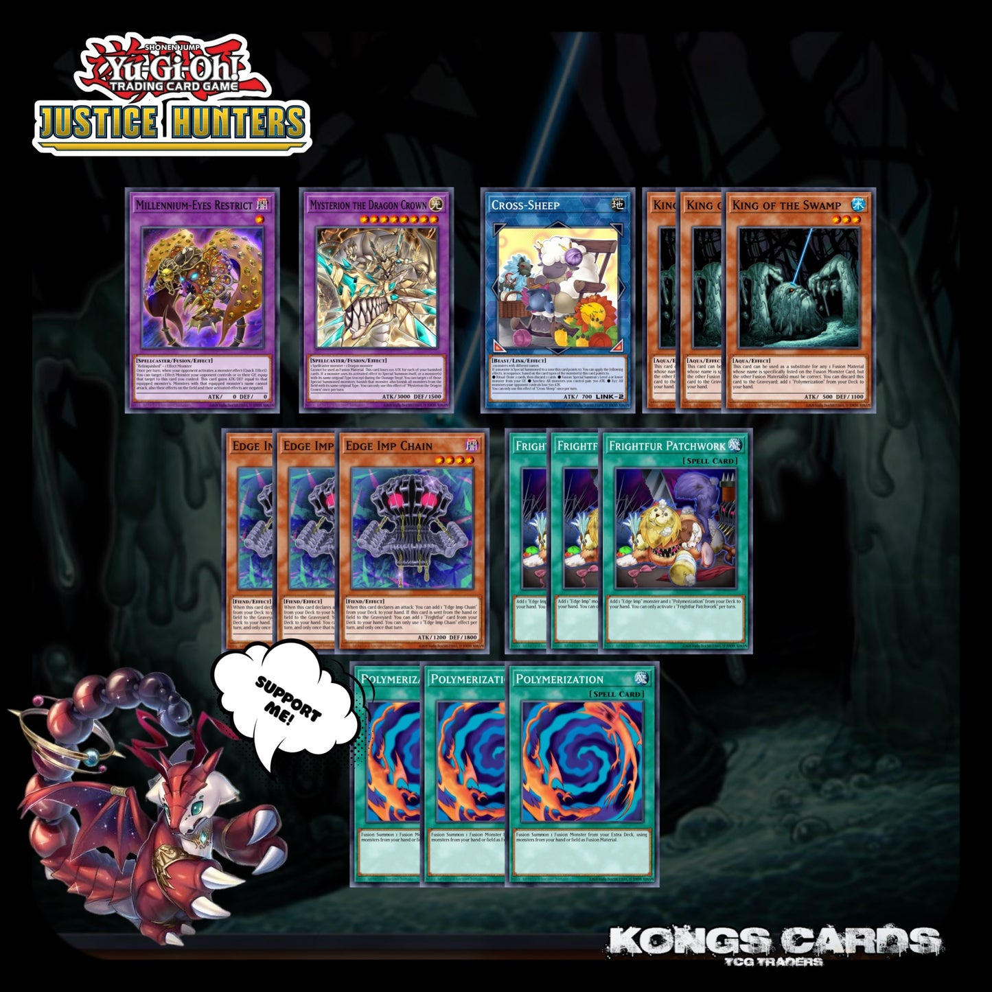 Dracotails SUPPORT PACKAGE 10 Cards JUSH-EN (ALL RARES)