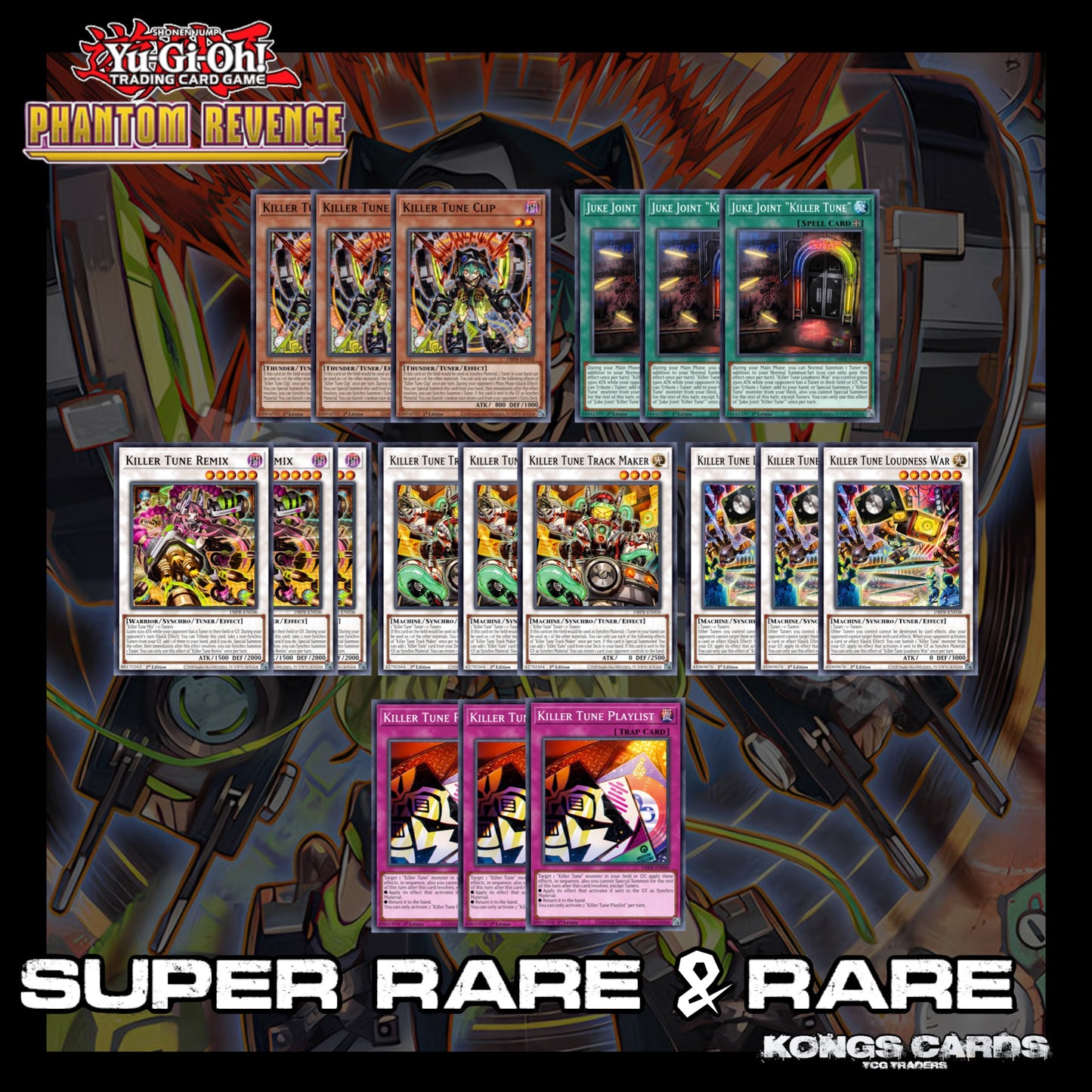 Kewl Tune Super Rare & Rare Deck Core PHRE 18 Cards
