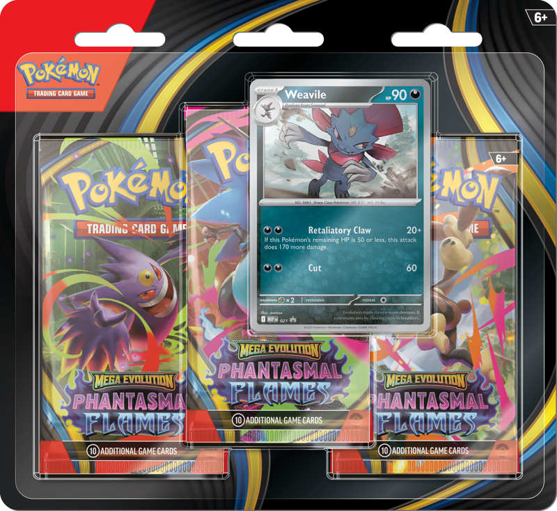 Pokemon TCG: Mega Evolution Phantasmal Flames - 3 Pack (Weavile)