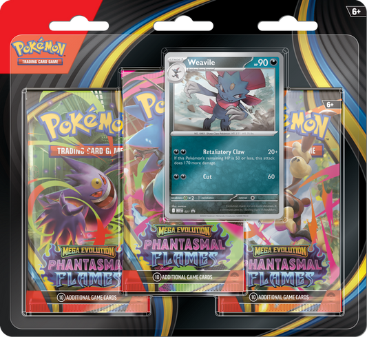 Pokemon TCG: Mega Evolution Phantasmal Flames - 3 Pack (Weavile)